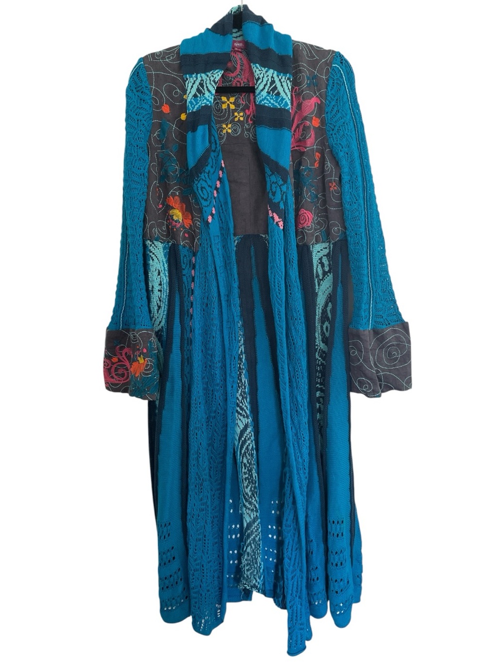 IVKO Boho Crochet & Embroidered Linen Long Duster Cardigan - Women’s